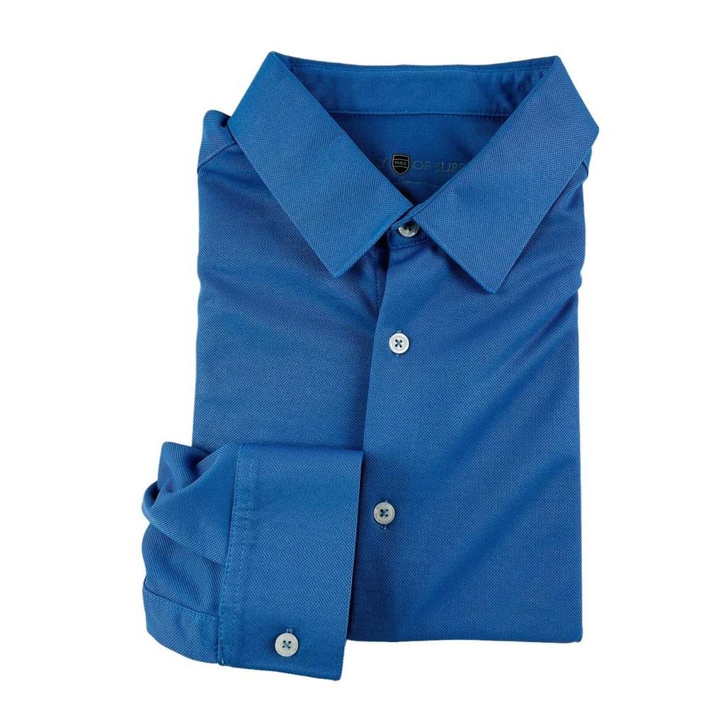 Ministry of Supply Blue Moisture Wicking Polyester Long Sleeve‎ Button Up 16/34